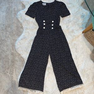 VINTAGE made in the USA Kristy black and ivory Jumpsuit size Small.
